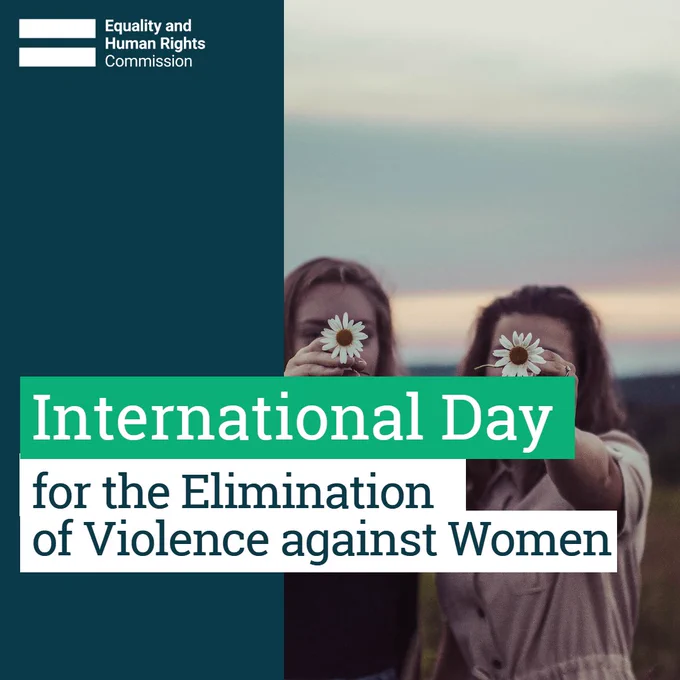 Graphic with the words 'International Day for the Elimination of Violence against Women'.
