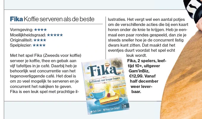 Artikel over kaartspel FIKA in het Algemeen Dagblad 