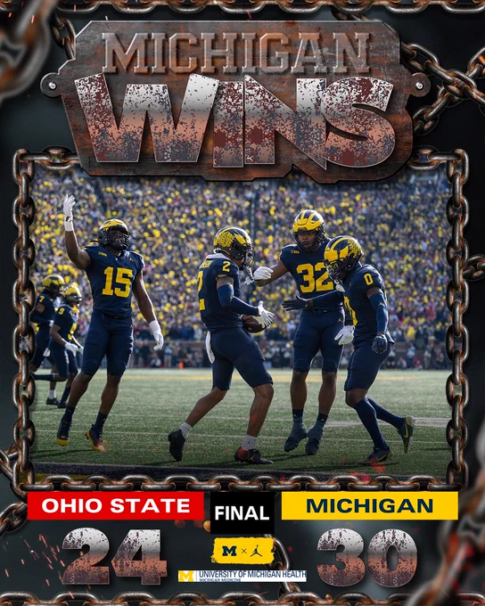 Final score: Michigan 30, Ohio State 24
