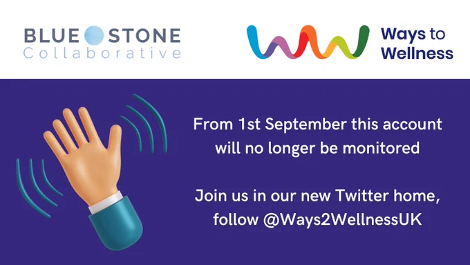 From 1st September this account will no longer be monitored

Join us in our new Twitter home, follow @Ways2WellnessUK