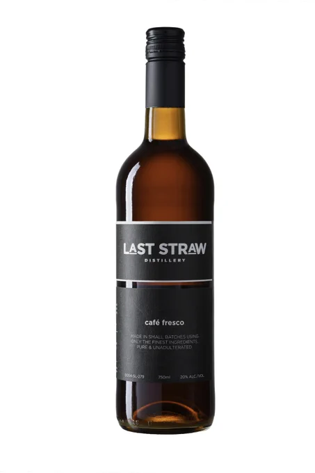 A single bottle of alcohol sits centred on a white background.