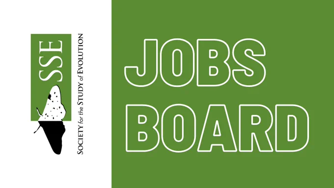 The SSE logo, a peppered moth and the words Society for the Study of Evolution, next to the words Jobs Board in block letters