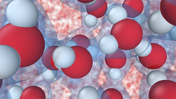 Illustration of water molecules on the molecular level
