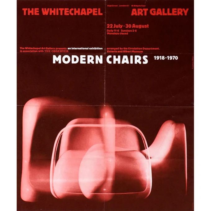 Modern Chairs 1918 – 1970
Exhibition poster design by Richard Hollis
Printed by the Shenval Press