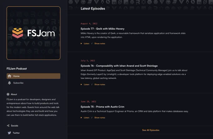 Picture of the new FSJam website