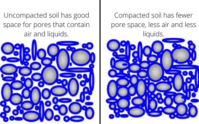 Art showing compacted - compressed - shapes representing compacted soil