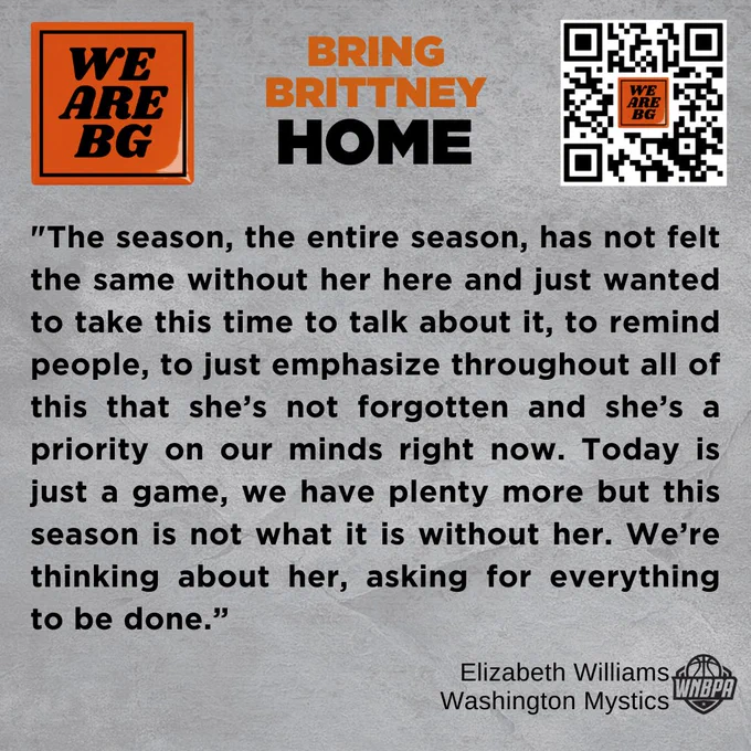 "The season, the entire season, has not felt the same without her here and just wanted to take this time to talk about it, to remind people, to just emphasize throughout all of this that she’s not forgotten and she’s a priority on our minds right now. Today is just a game, we have plenty more but this season is not what it is without her. We’re thinking about her, asking for everything to be done.” - Elizabeth Williams
Washington Mystics (WNBPA Logo)