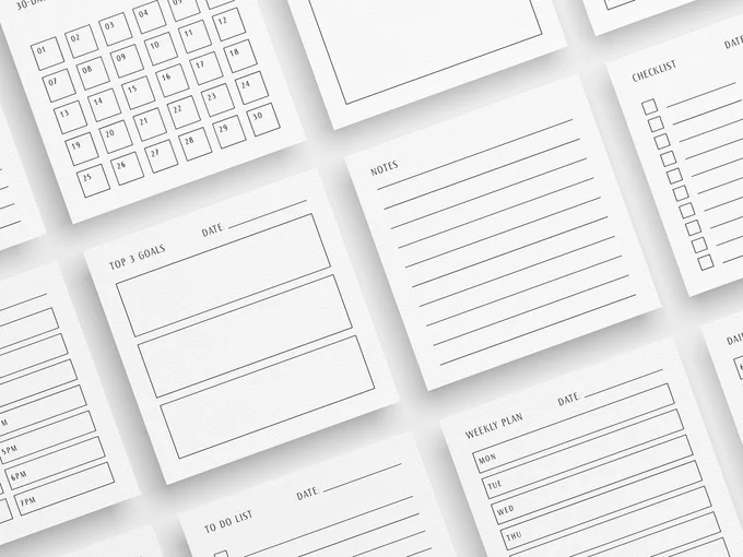 Planning Essentials | 3x3 | Printable Journal & Planner Cards | Daily Plans, Weekly Plans, Checklists, Habit Trackers, To Do Lists, Notes | Minimal Aesthetic | Clean Design | PDF   JPEG | US Letter   A4 | Square | Planner Printables | Printable Planner Cards | Planner Accessories