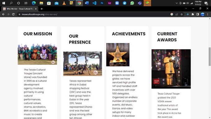 the initial ui of the website i corrected