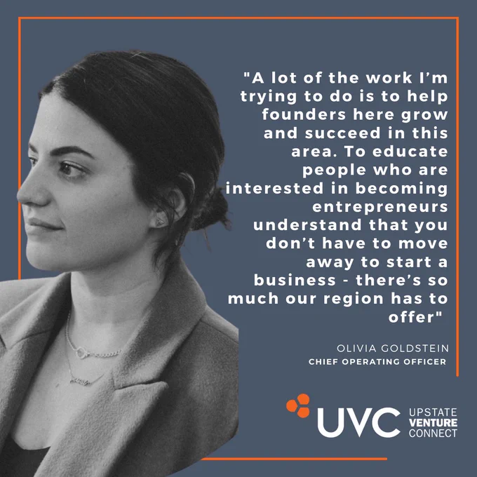Picture of Olivia Goldstein with a quote from her recent podcast interview 