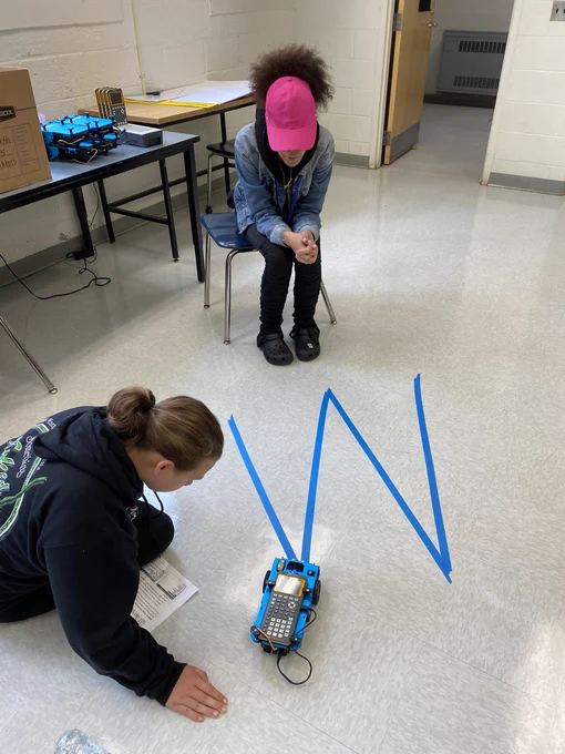 Students coding the rover