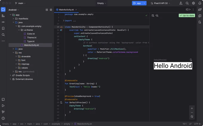 Android Studio in new UI dark theme