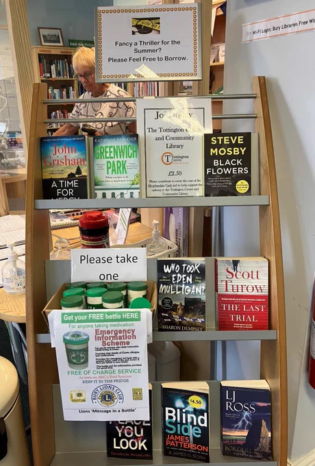 Crime books on display at the Tottington Centre