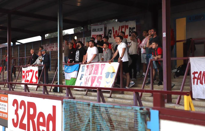 Worthing supporters gathered at the Bob Lucas Stadium