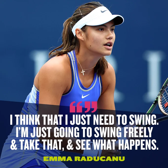 Emma Raducanu talks about taking a swing during the US Open swing