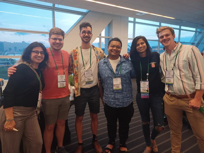 Six attendees standing in the Allegheny Overlook, where we came together for this year's LGBTQAI  Social. People will tag themselves in the photo if desired. 