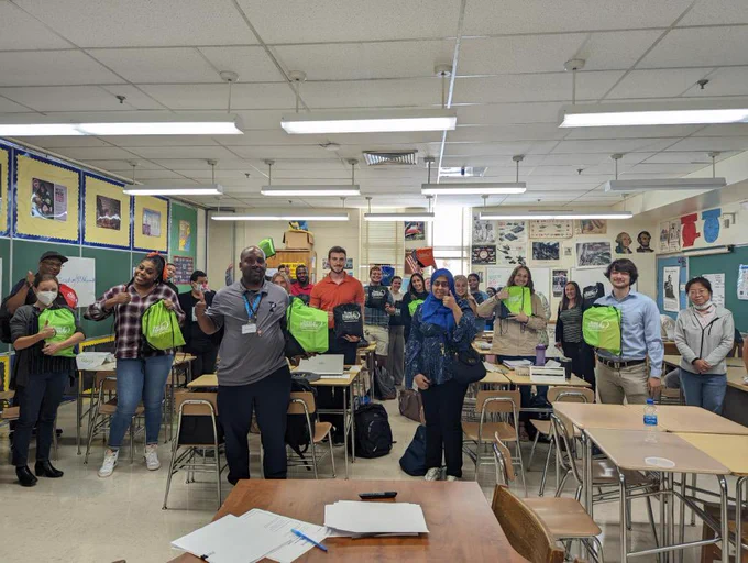 New secondary math educators with supplies from the education foundation