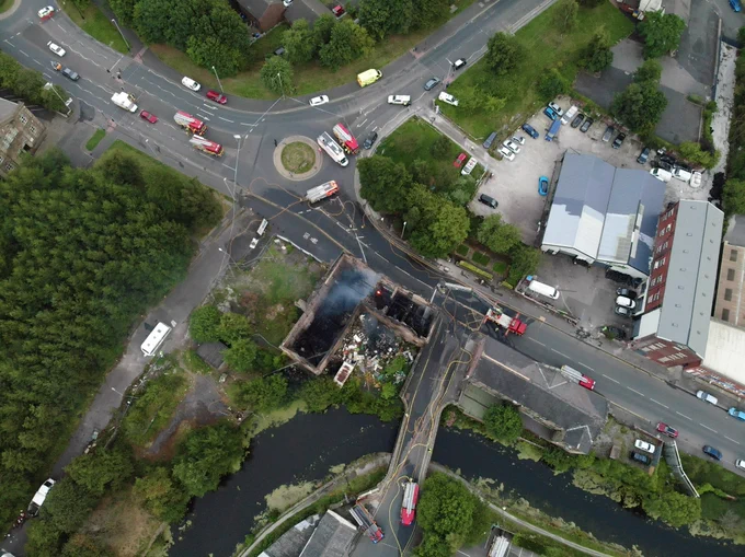 Aerial shot of fire
