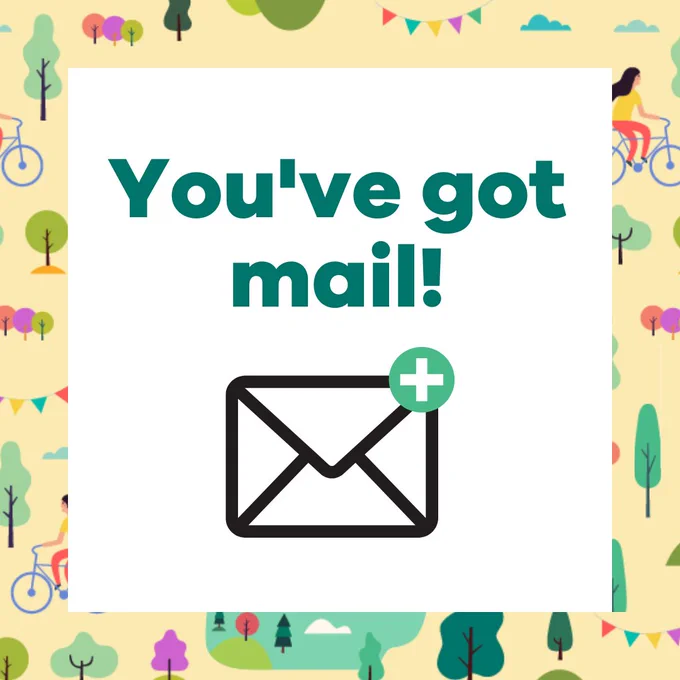 Image description: graphic of an envelope with a plus symbol. 
Text in image: You've got mail!