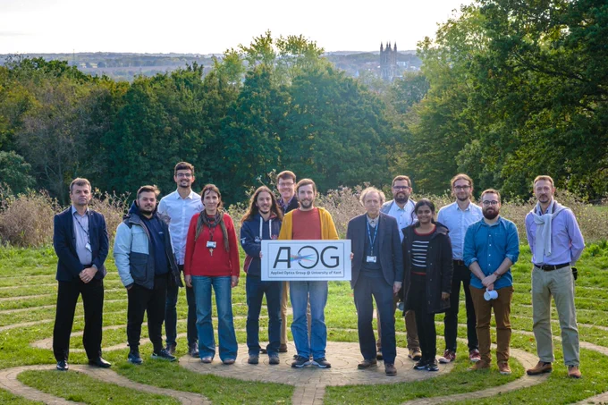 Photograph of AOG group members on hill overlooking Canterbury cathedral.