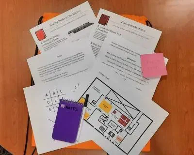 Mystery in the Library game. Image credit: Galvin Library. 