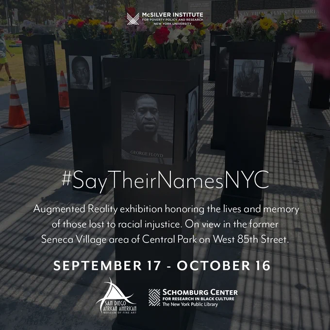 Say Their Names Augmented Reality Exhibit in Central Park