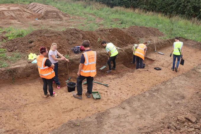 Possible midden deposit in Trench 6 being excavated