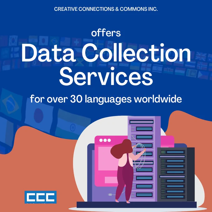 Get high-quality data through CCC's data collection service. We offer it in over 30 languages worldwide. Rest assured, you'll receive the data you need. Hassle-free! More: http://ow.ly/VkHA50KzUHt   #ArtificialIntelligence #DataCollection #MachineLearning #DataCollectionServices #MultilingualDataCollection