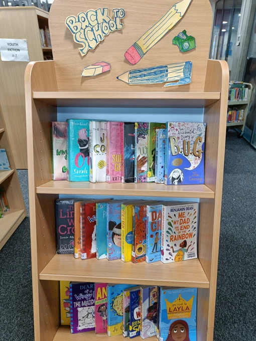 A 'Back to school' display of books