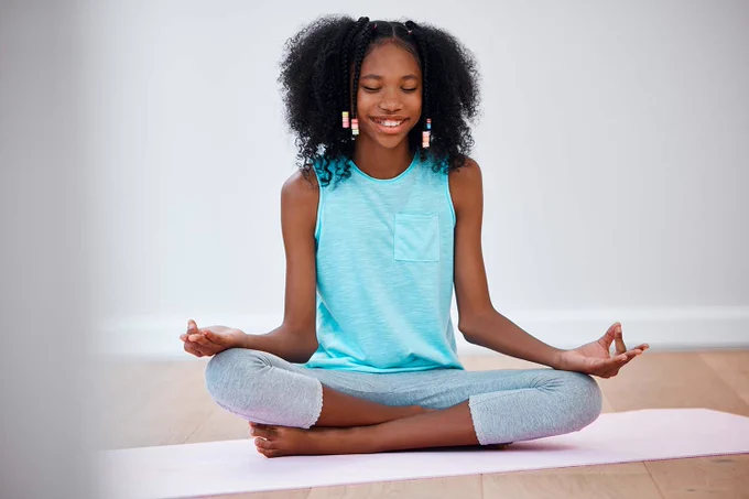 Teenager meditating