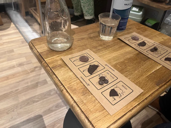 Four different chocolates for tasting 