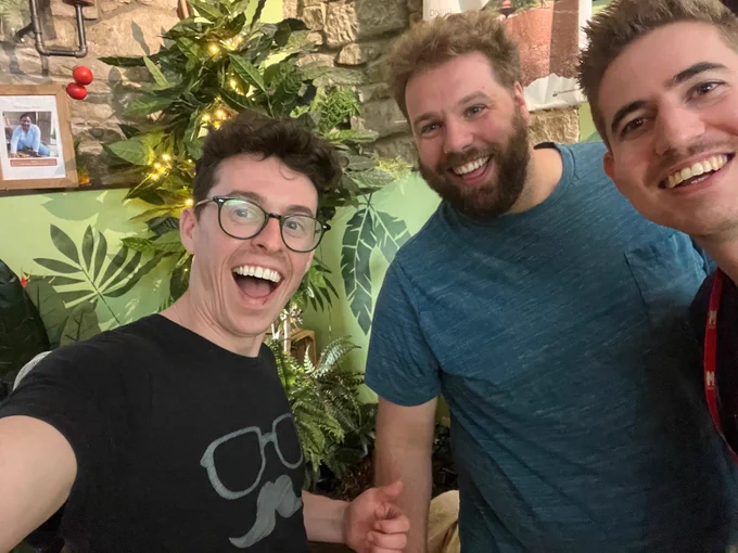Myself, Henry L and and Ed by a plastic tree! 