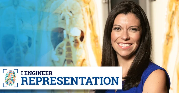 headshot of Paula Garcia Todd with "I Engineer Representation" text on the left