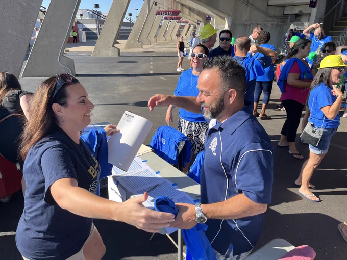 CTECS staff greet each other at our back-to-school event.