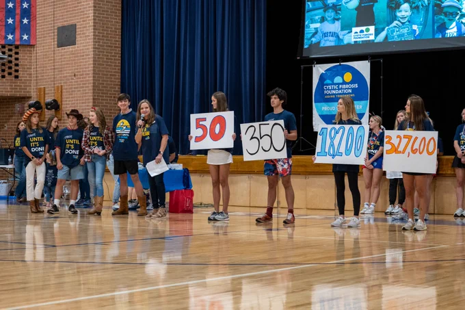 Vestavia Hills High School SGA students kick off the fall charity drive supporting the Alabama chapter of the Cystic Fibrosis Foundation.