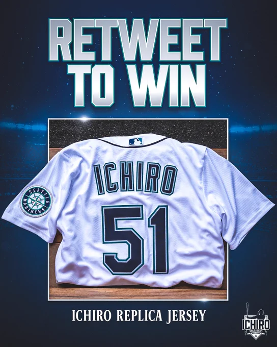 Ichiro replica jersey retweet to win graphic. 