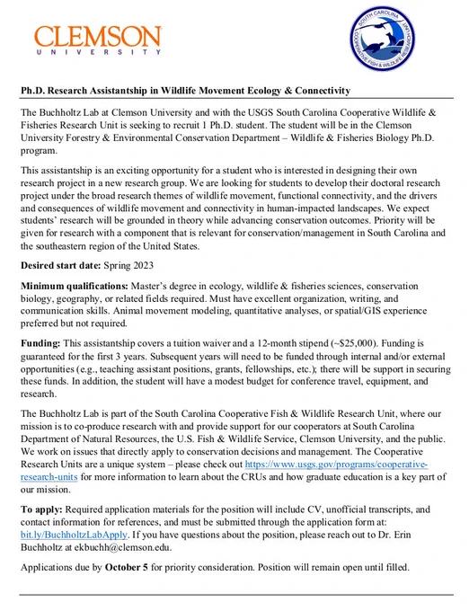 PhD position information document - OCR readable text PDF of this document can be accessed at bit.ly/BuchholtzPhdAd23