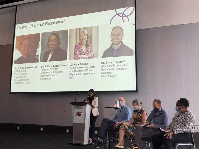 Panel from #designjusticesummit including Prof Erhardt Graeff, Dean Kate Trimble, Prof John Ochsendorf, and Dr. J Kemi Ladeji-Osias