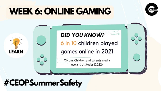 Want to help your child game more safely? Read our article to answer some of your key safety concerns about online gaming: www.thinkuknow.co.uk/parents/articles/gaming/ #CEOPSummerSafety