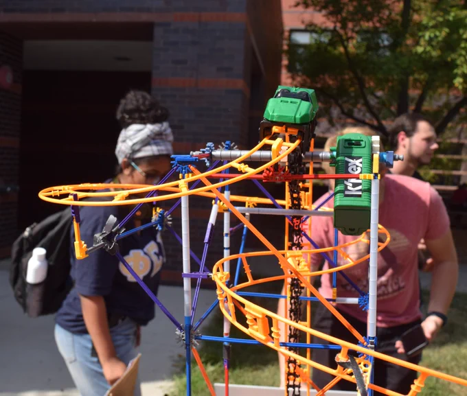 A mini rollercoaster built by a student club