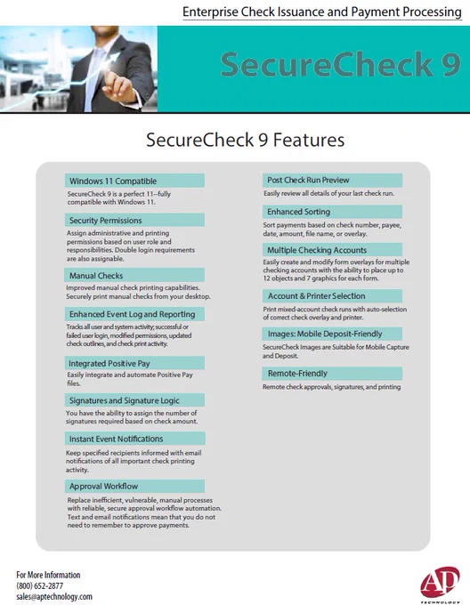 SecureCheck is the in-office and remote check approval, signing, processing, protecting, and issuance software for your business! Print checks securely and remotely within your network. Watch this video! https://www.aptechnology.com/business-check-printing.html 
#accountspayable #business #businesscheck #checkprinting #businesspayment #remotework