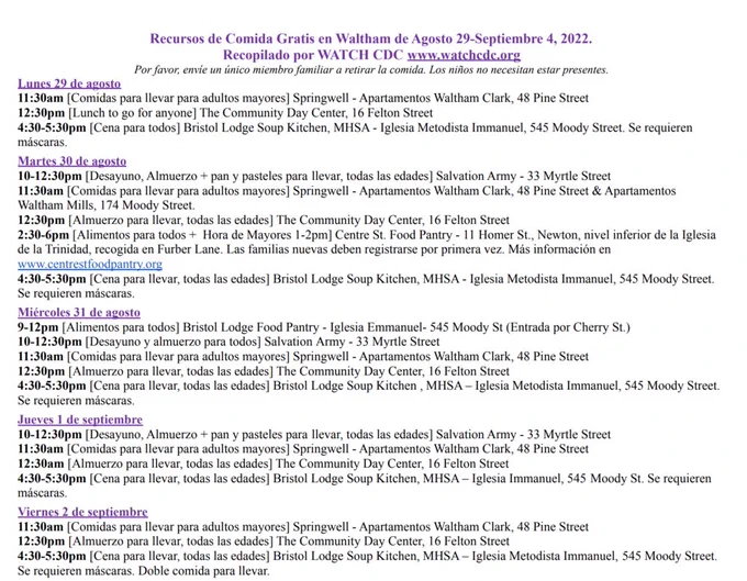 Waltham Food Guide
