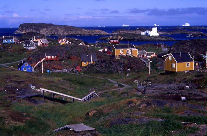 Village of Kitsissuarsuit a stop on the Northwest Passage expedition David F Pelly is on with Adventure Canada to promote his book The Ancestors are Happy published by Crossfield Publishing.