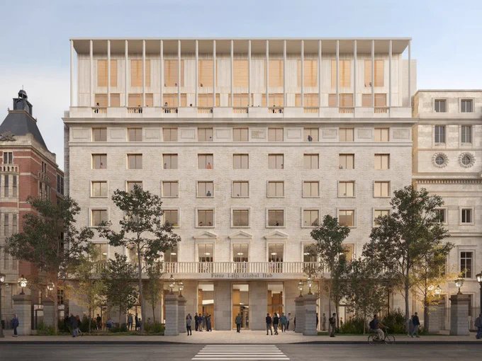 A mock up of 35 Lincoln’s Inn Fields entrance by winner of its latest RIBA design: David Chipperfield Architects with Feix and Merlin. 