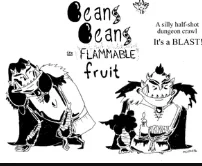 Beans, beans, the flammable fruit. two grinning characters fart in each others' general direction