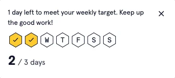 An image of my Codecademy streak for this week. I'm 2/2 so far!
