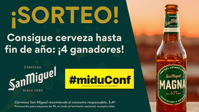 ¡Sorteo! Consigue cerveza hasta fin de año: ¡4 ganadores!

Gracias a Cervezas San Miguel y la MiduConf.