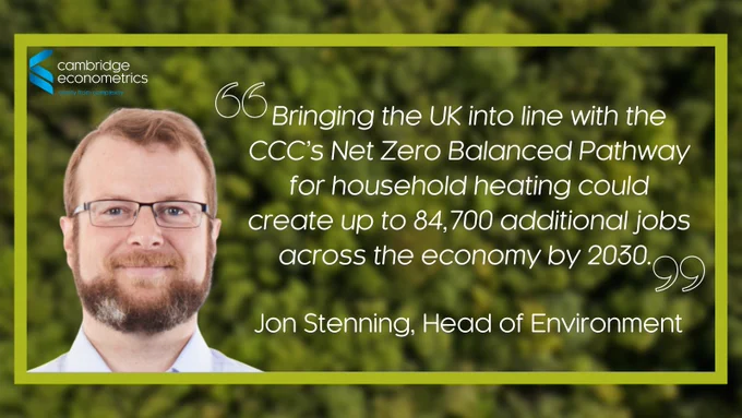 Bringing the UK into line with the CCC's Net Zero Balanced Pathway for household heating could create up to 84,700 additional jobs across the economy by 2030