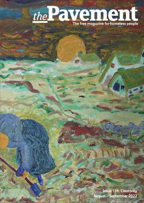 The front cover of issue 139 of the Pavement magazine. The issue's theme is 'Creativity' and the cover artwork is by John Murphy. 