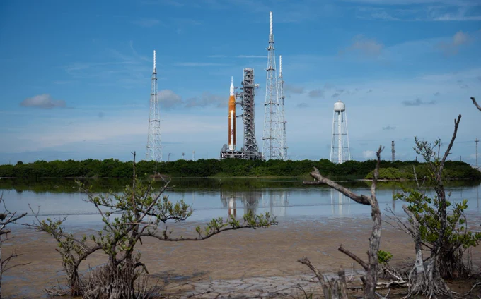 NASA’s Artemis I sits on the launchpad at NASA’s Kennedy Space Center.